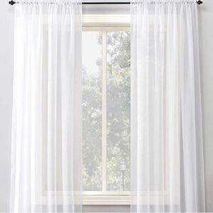 No. 918 Emily Sheer Voile Rod Pocket Curtain Panel, 59" x 63", White 2 pack